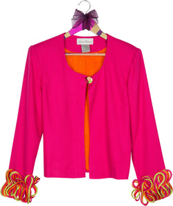 Pink Vintage Blazer with Fringed Accented Cuffs